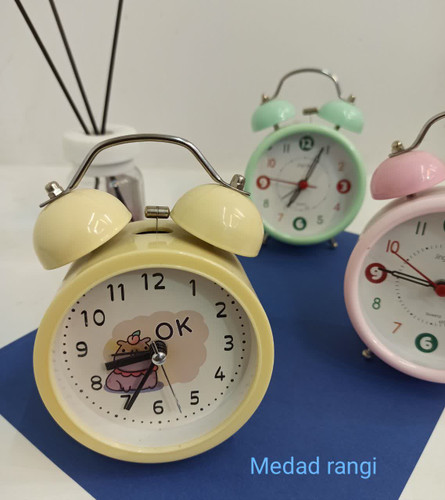 ساعت رومیزی فلزی زنگ دار فانتزی چراغ دار