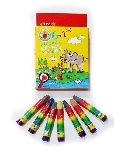 مداد شمعی 6 رنگ مقوایی آریا